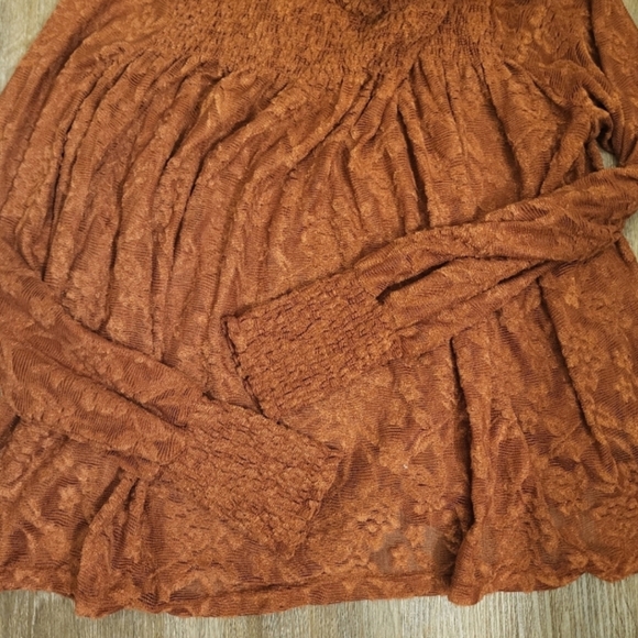 Anthropolgie Deletta Ammana Lace Peasant Blouse Floral In Rust Size Small - Picture 9 of 12